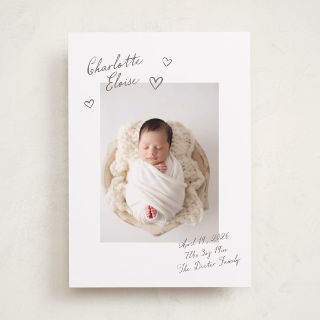 "Written" - Birth Announcements in Sand by Pixel and Hank - Front