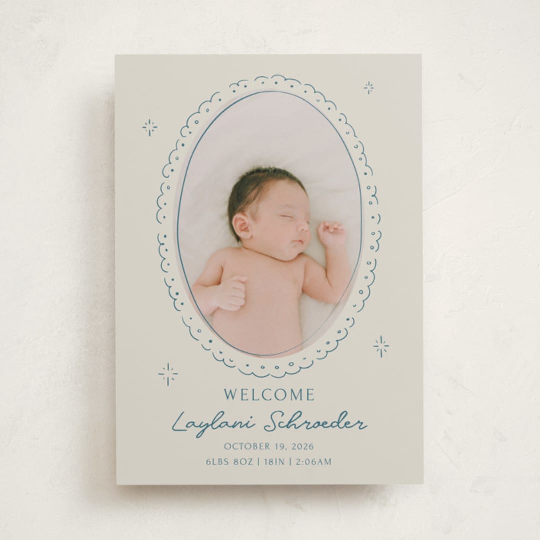 "Doodle Frame" - Birth Announcements in Deep Pond by Zove Ahhh - Front
