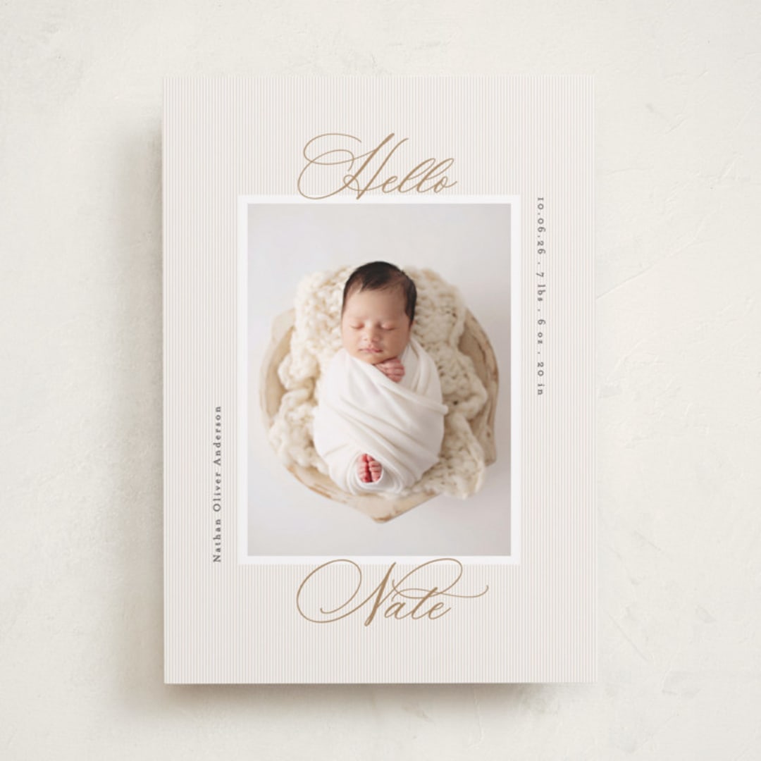 "Sweet Stripes" - Birth Announcements in Sand by Gwen Bedat - Front