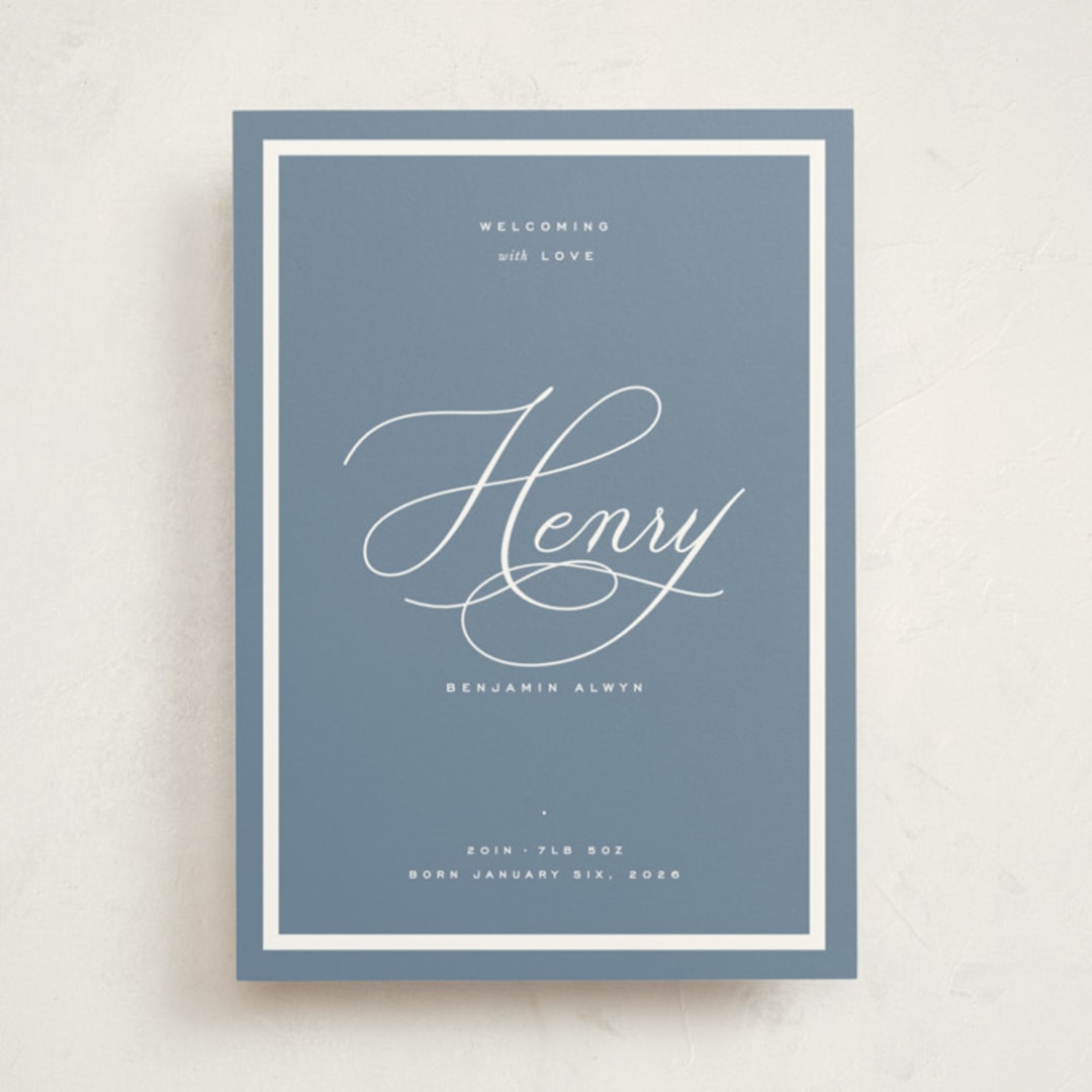 "Welcome Baby" - Birth Announcements in Sky by Blustery August - Front