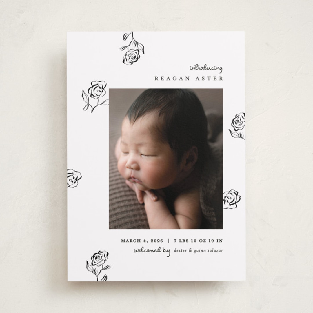 "The Flora" - Birth Announcements in Lily of the Valley by Pixel and Hank - Front