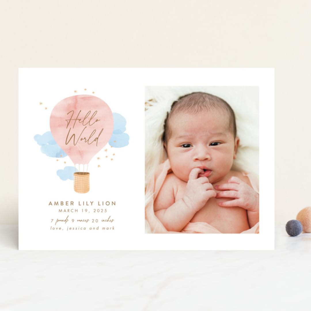 "Baby World" - Birth Announcements in Blush by Kanika Mathur - Front
