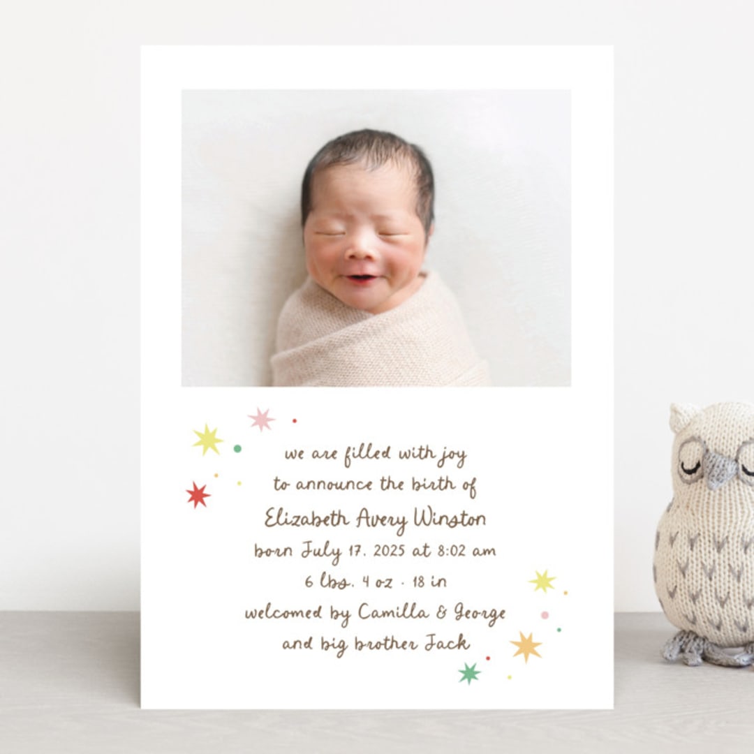 "Constellation" - Birth Announcements in Strawberry by Megan Davis - Front