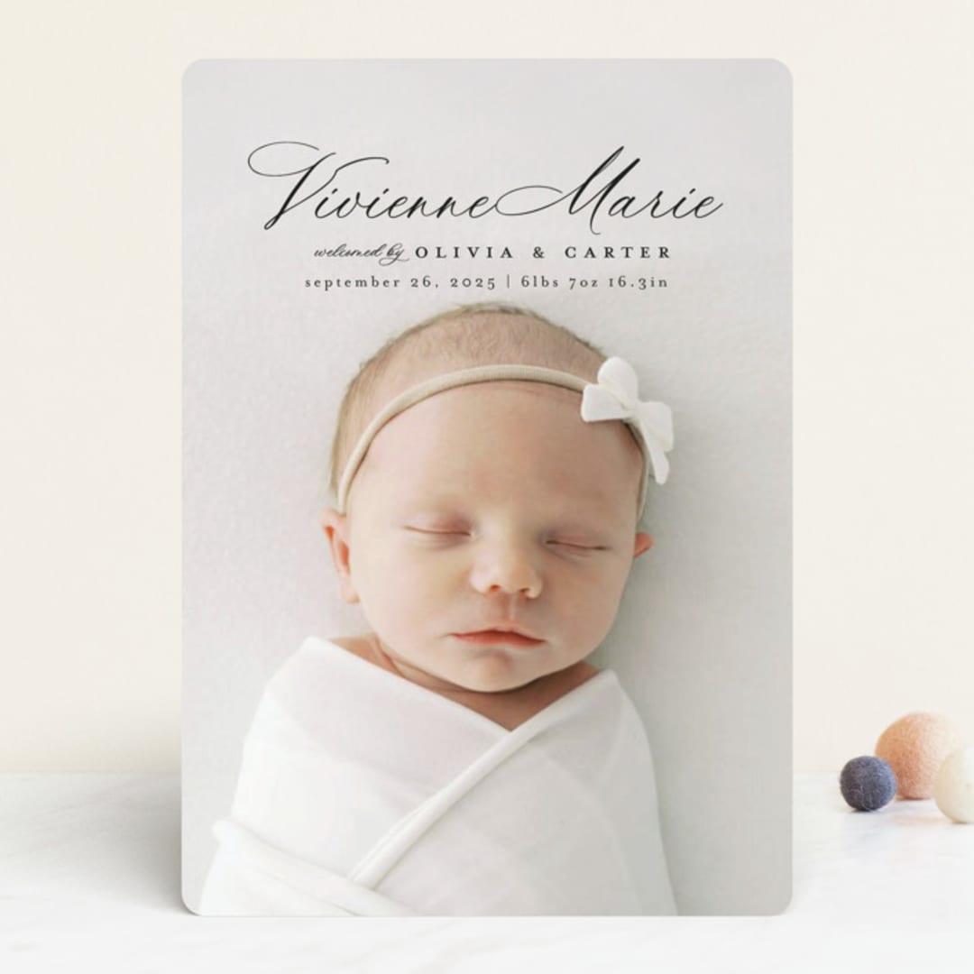 "Enchanted Love" - Birth Announcements in Noir by Ashlee Townsend - Front