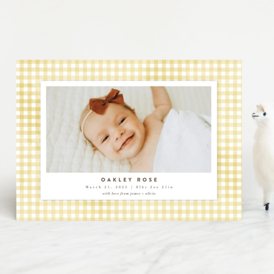 "Gingham" - Birth Announcements in Marigold by Jessie Steury - Front