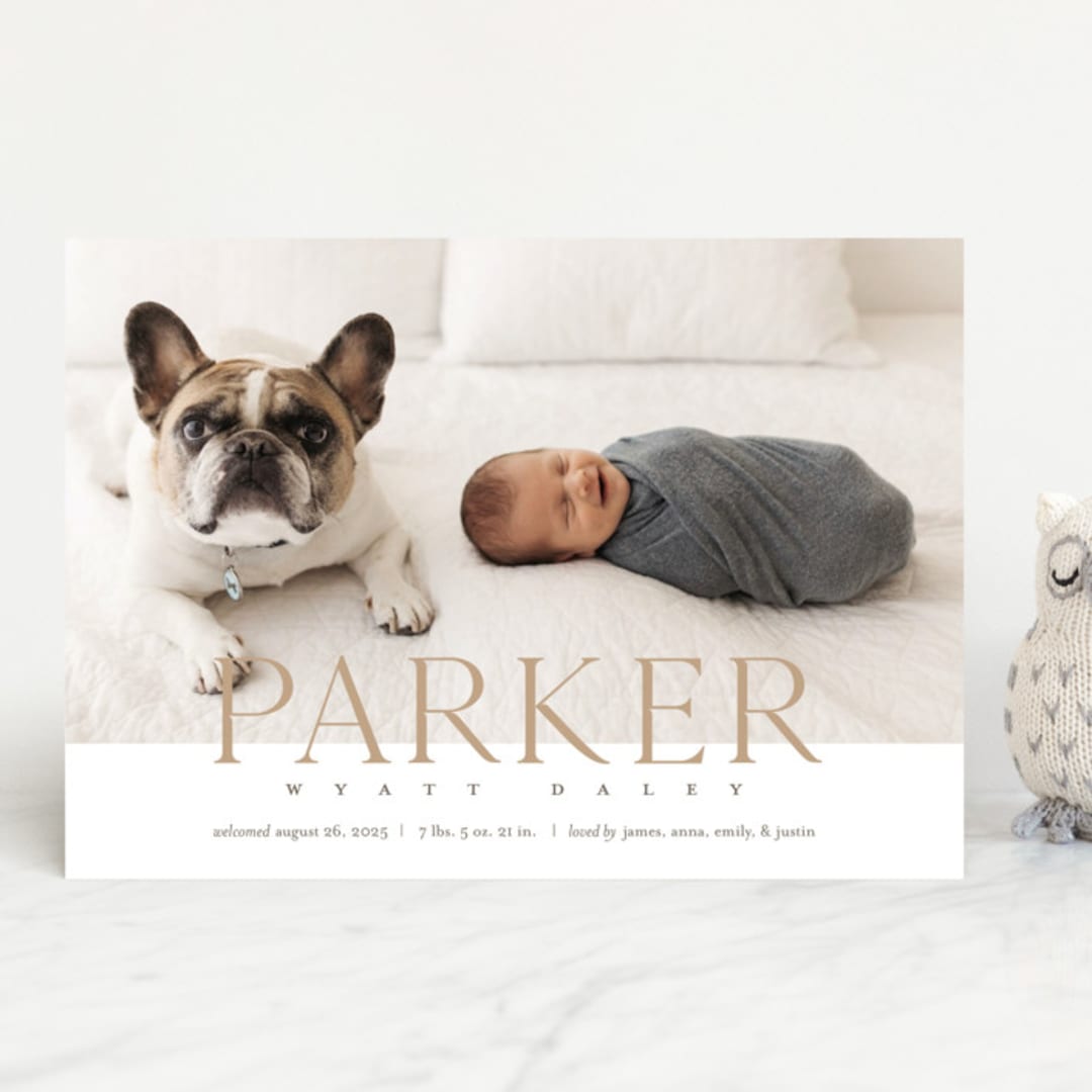 "modern classic" - Birth Announcements in Toffee by Eric Clegg - Front