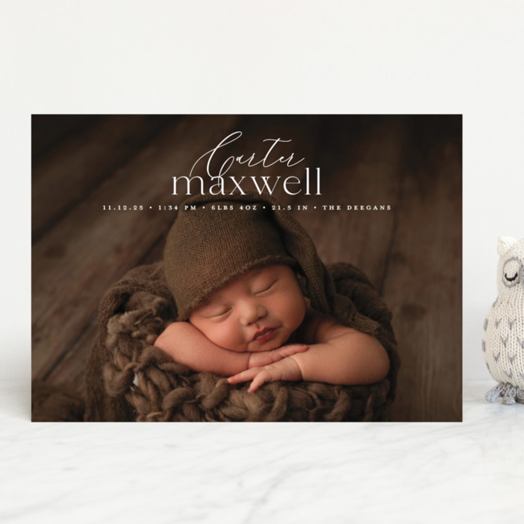 "Contemporary Classic" - Birth Announcements in Jasmine by Erin Deegan - Front