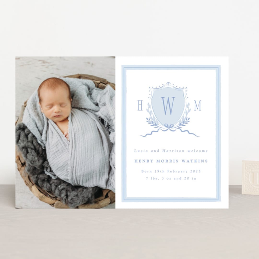 "Crest" - Birth Announcements in Sky by Corinne Malesic - Front