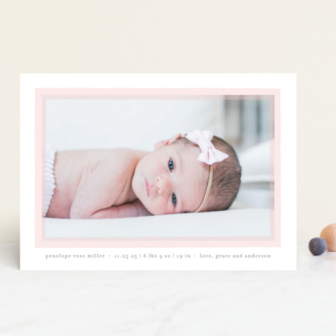 "Cotton Candy" - Birth Announcements in Blush by Lauren Chism - Front