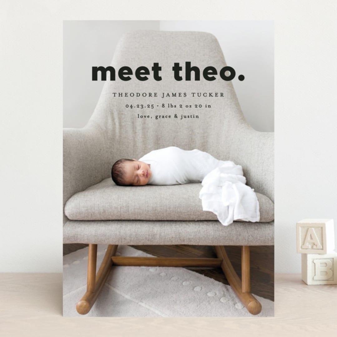 "Simple Statement" - Birth Announcements in Onyx by Erica Krystek - Front