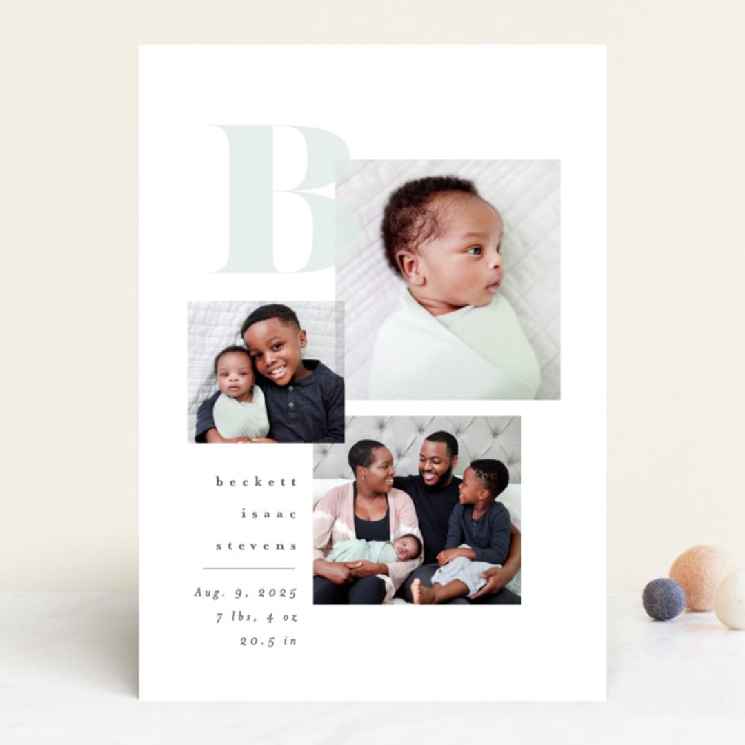 "Initial three" - Birth Announcements in Mist by Lea Delaveris - Front