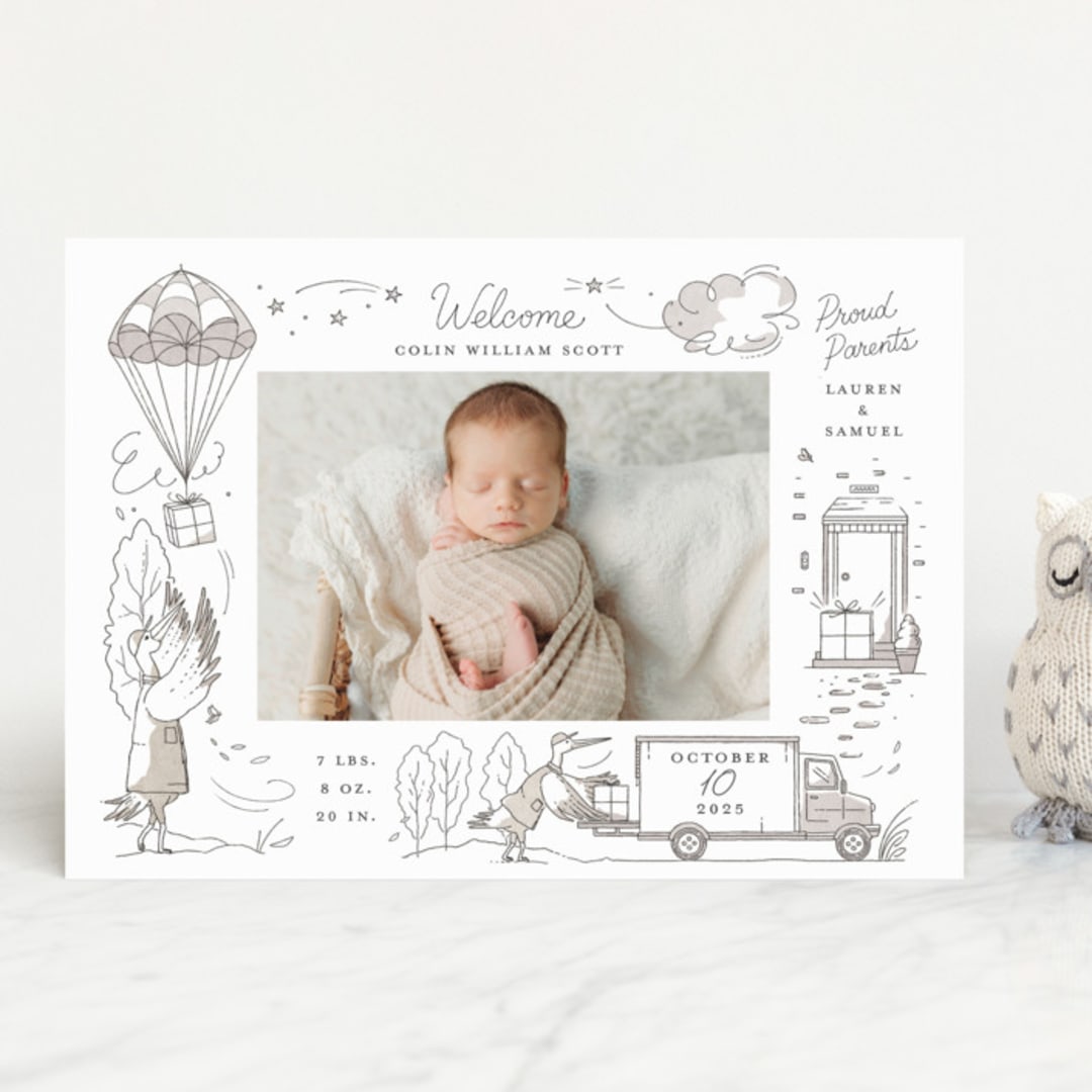 "Special Delivery" - Birth Announcements in Slate by Morgan Ramberg - Front