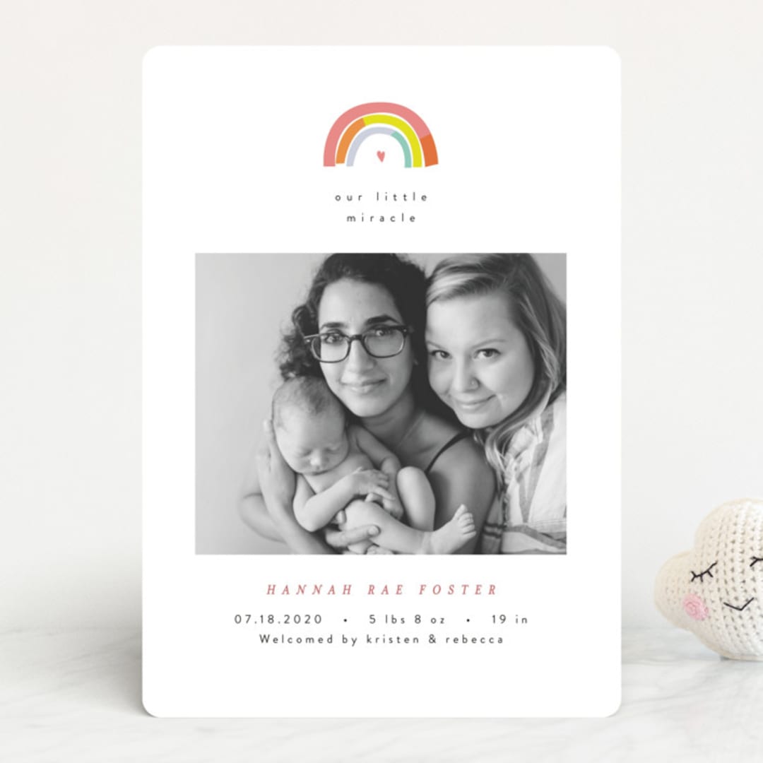 "Our Little Rainbow" - Birth Announcements in Bright by Pixel and Hank - Front