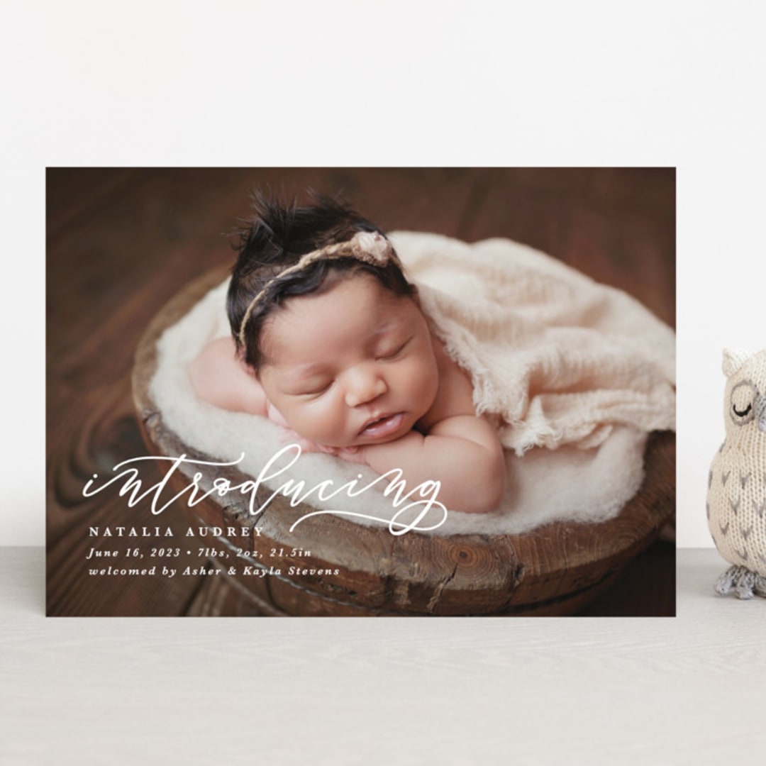 "Introducing" - Birth Announcements in Marble by Lea Delaveris - Front