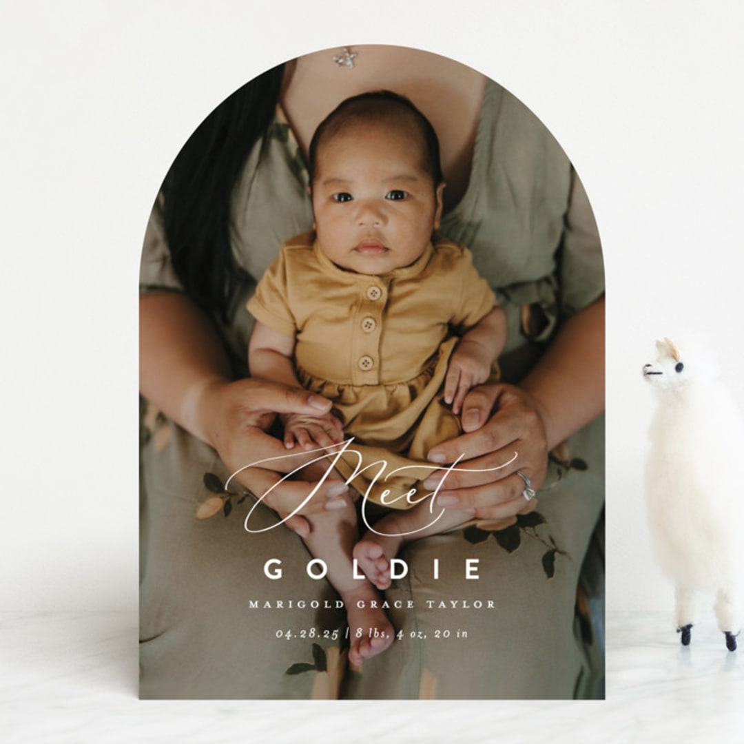 "Modern Meet" - Birth Announcements in Linen by Erica Krystek - Front