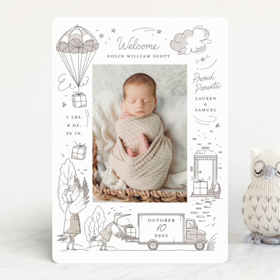 "Special Delivery" - Birth Announcements in Slate by Morgan Ramberg - Front