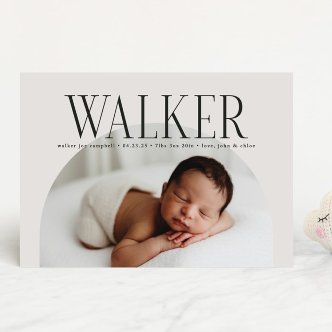 "Round" - Birth Announcements in Cream by Brianne Larsen - Front