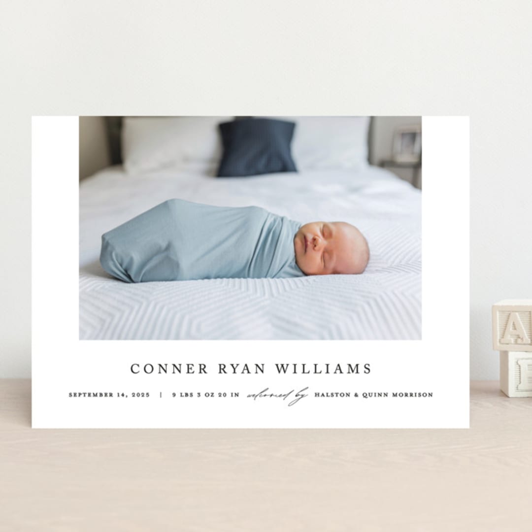 "Dreamer" - Birth Announcements in Onyx by Pixel and Hank - Front