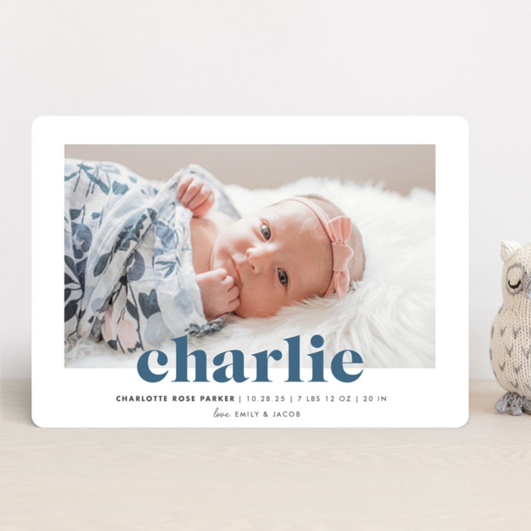 "Bold Nickname" - Birth Announcements in Bluebird by Shirley Lin Schneider - Front