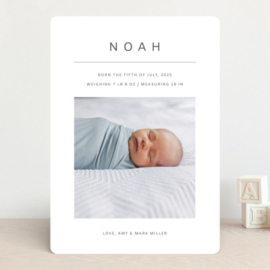 "Noah" - Birth Announcements in Cotton by Ani Somi - Front
