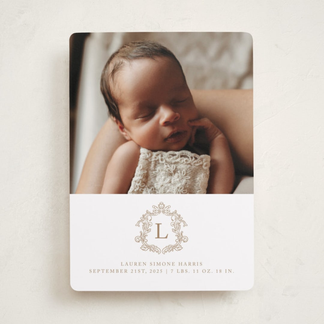 "Crested" - Birth Announcements in Fawn by mo kelley - Front