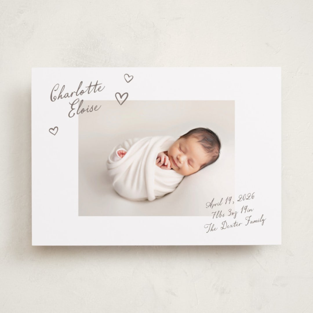 "Written" - Birth Announcements in Sand by Pixel and Hank - Front