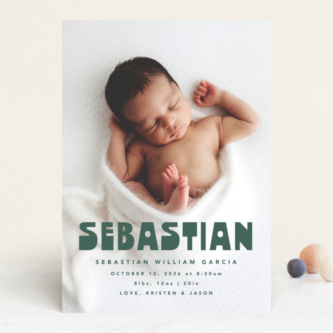 "Boldly Named" - Birth Announcements in Forest by Anna Elder - Front