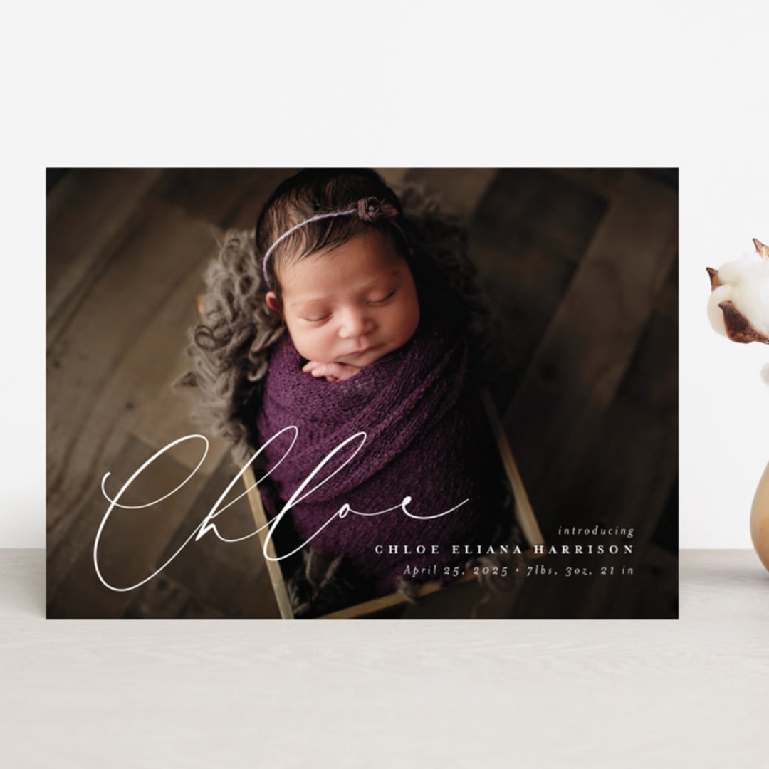 "Just Lovely" - Birth Announcements in Shell by Lea Delaveris - Front