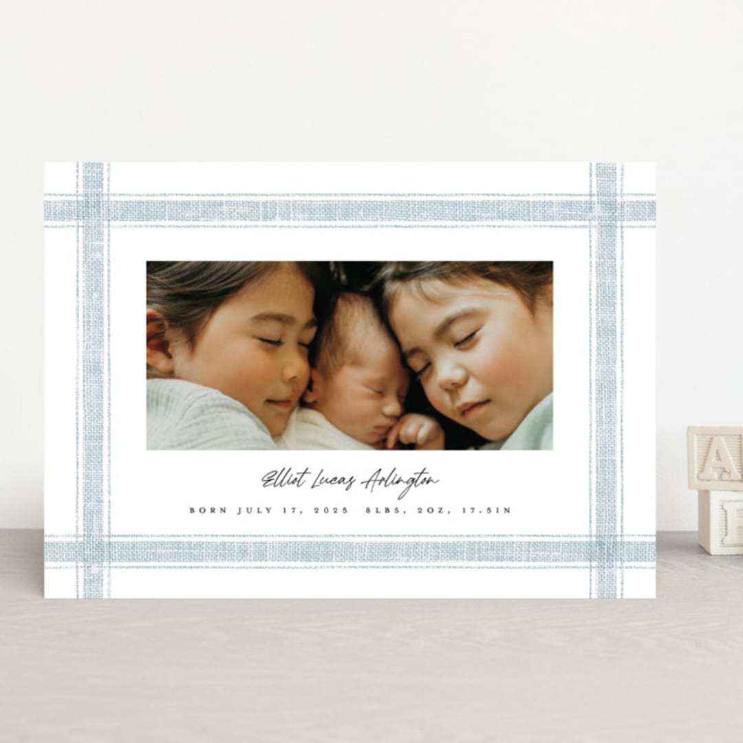 "Beach Linen" - Birth Announcements in Cloud by Kelly Schmidt - Front