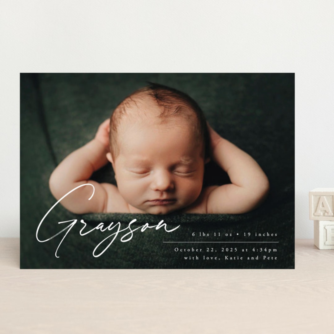 "Linear" - Birth Announcements in Frost by Everett Paper Goods - Front