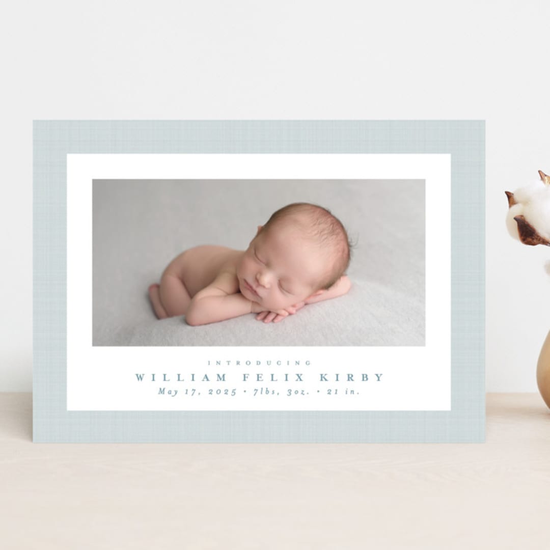 "Linen frame" - Birth Announcements in Powder by Lea Delaveris - Front