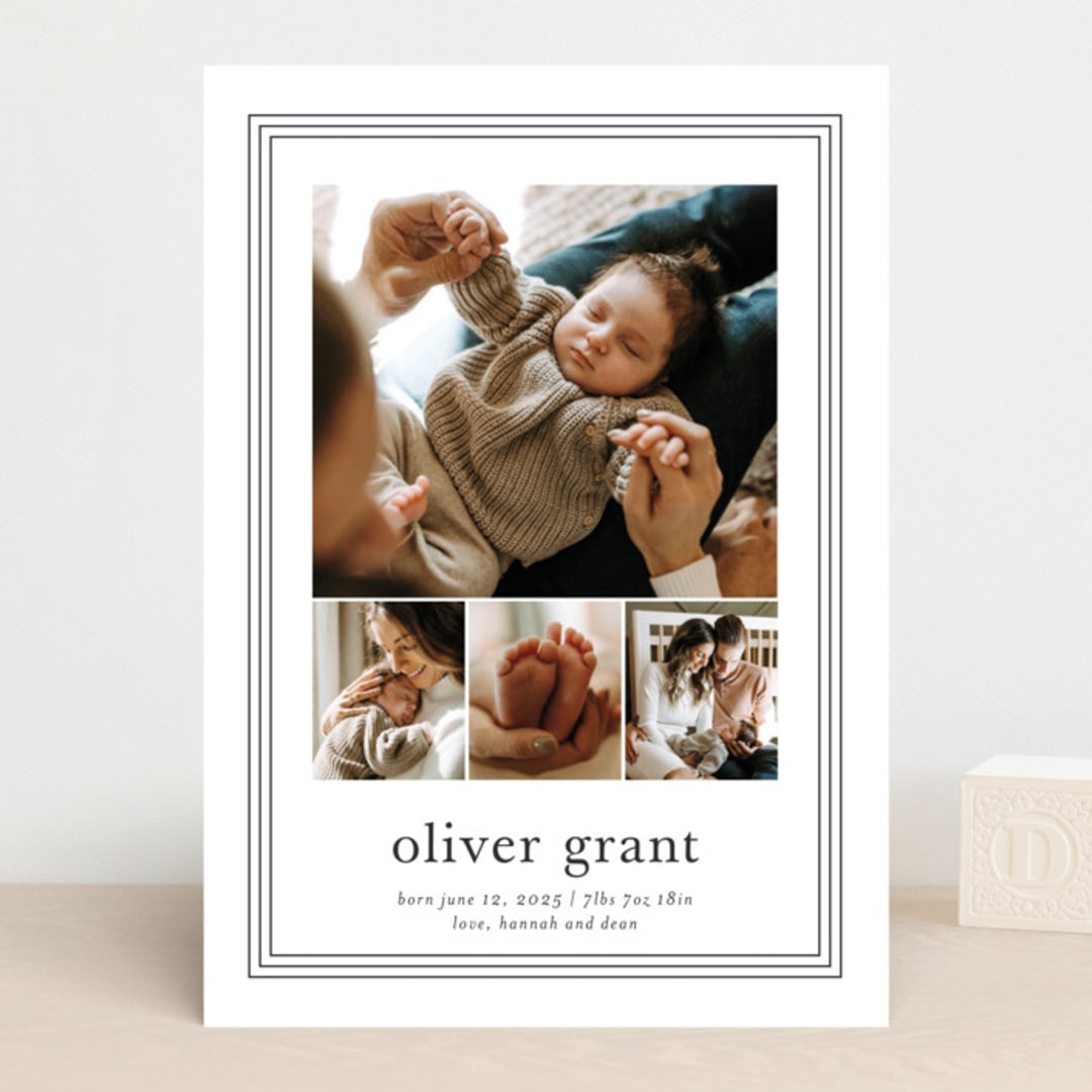 "Classy frame" - Birth Announcements in Cotton by Stacey Meacham - Front
