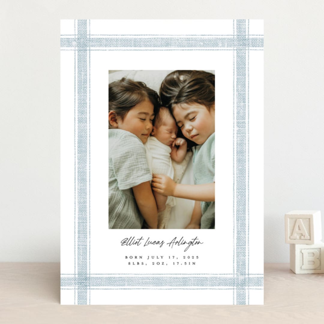 "Beach Linen" - Birth Announcements in Cloud by Kelly Schmidt - Front