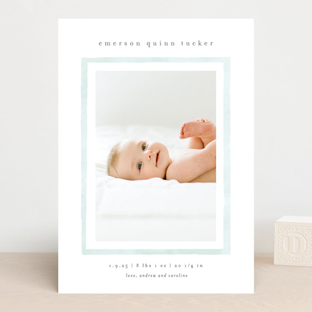 "Golightly" - Birth Announcements in Mint by Lauren Chism - Front