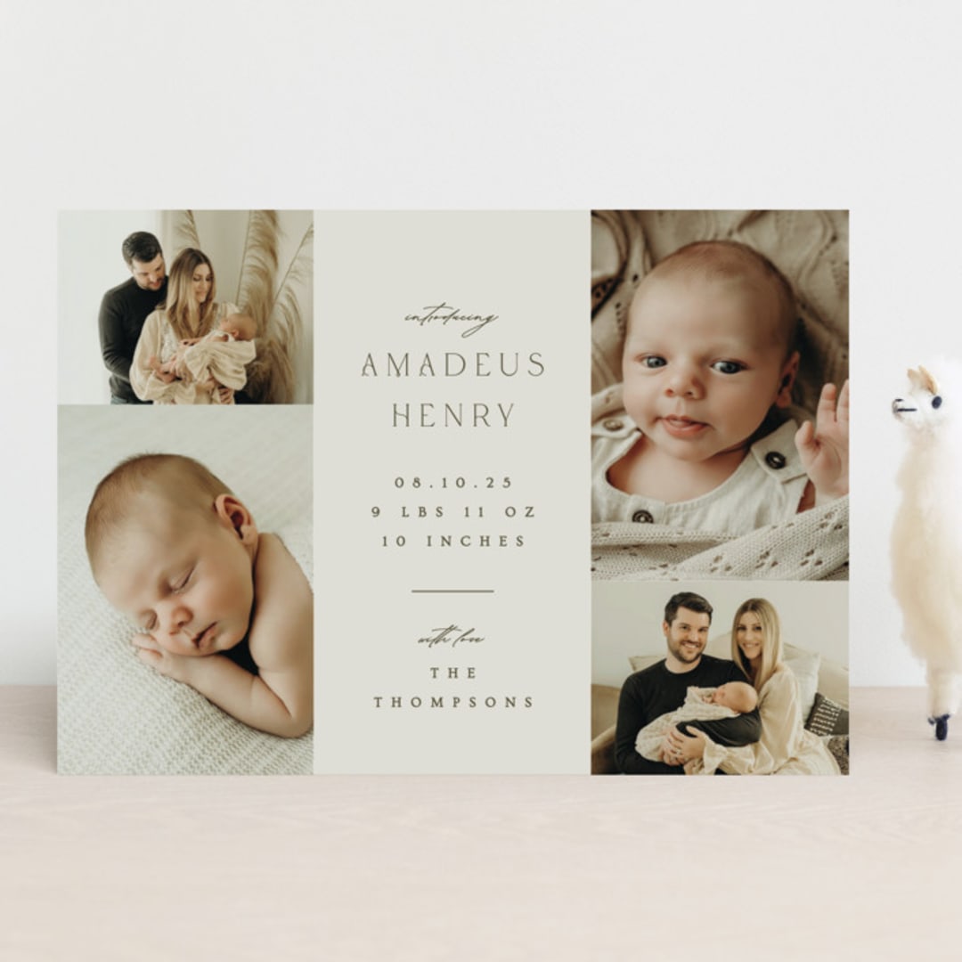 "Photo Stack" - Birth Announcements in Boho Neutral by Ana Sharpe - Front