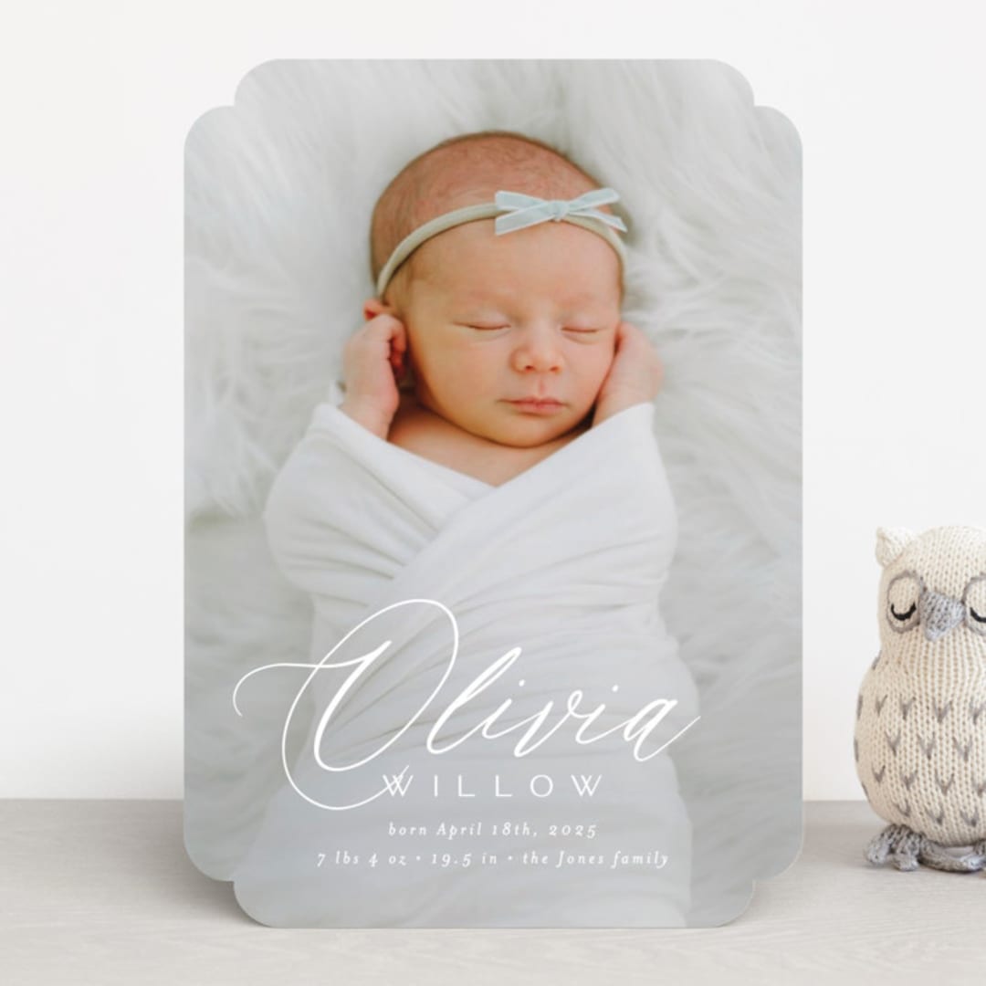 "Serenity" - Birth Announcements in Cloud by Everett Paper Goods - Front