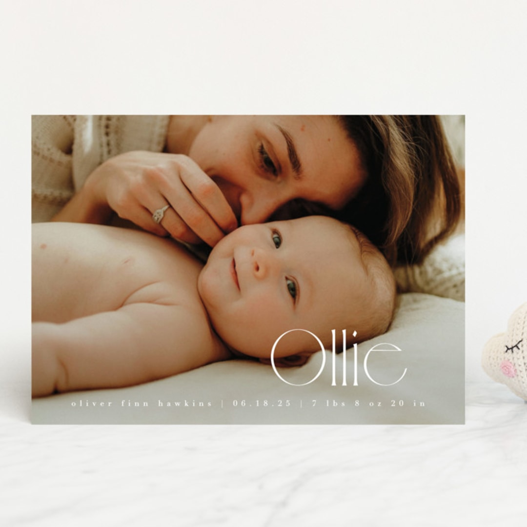 "Ollie" - Birth Announcements in Cotton by Kristie Kern - Front