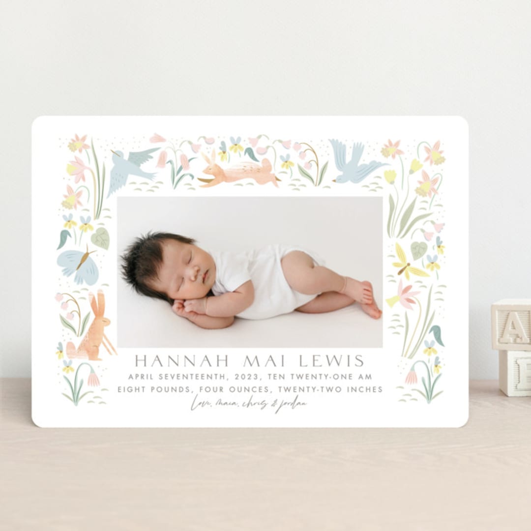 "Baby Garden" - Birth Announcements in Sky by Eve Schultz - Front