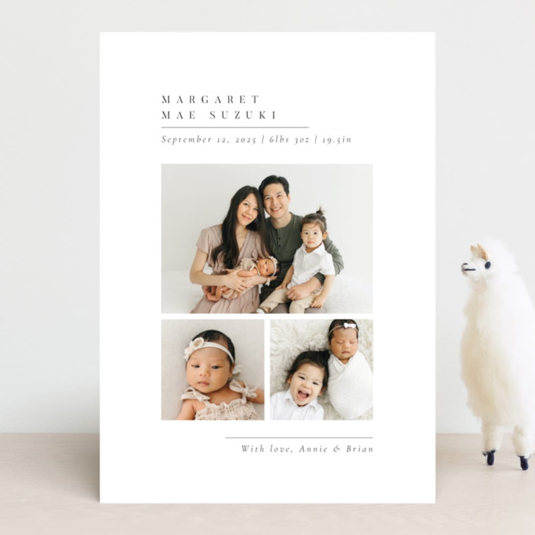 "Minimal Triad" - Birth Announcements in Onyx by Meggy Masters - Front