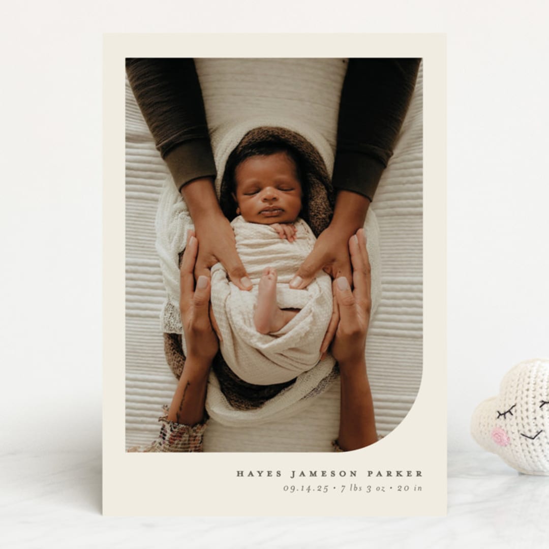 "Simple Photo" - Birth Announcements in Almond by Brianne Larsen - Front