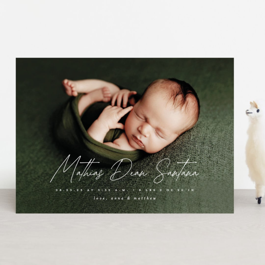 "Simplest Script" - Birth Announcements in Clay by Erica Krystek - Front