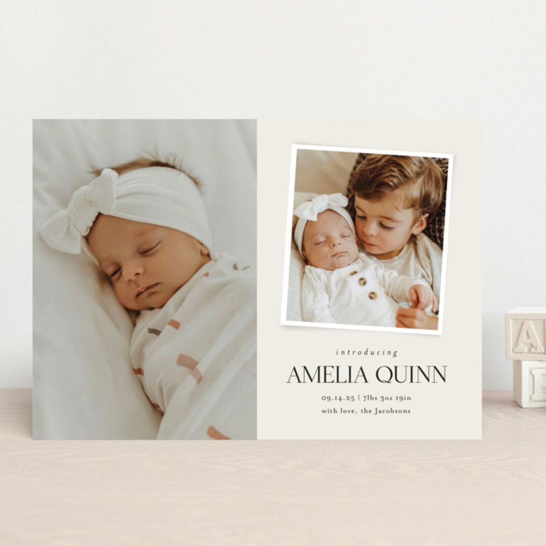 "Petite Introduction" - Birth Announcements in Cream by Jessica Williams - Front
