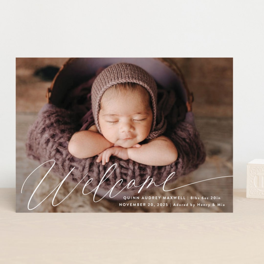 "Swoop" - Birth Announcements in Cloud by Jackie Crawford - Front