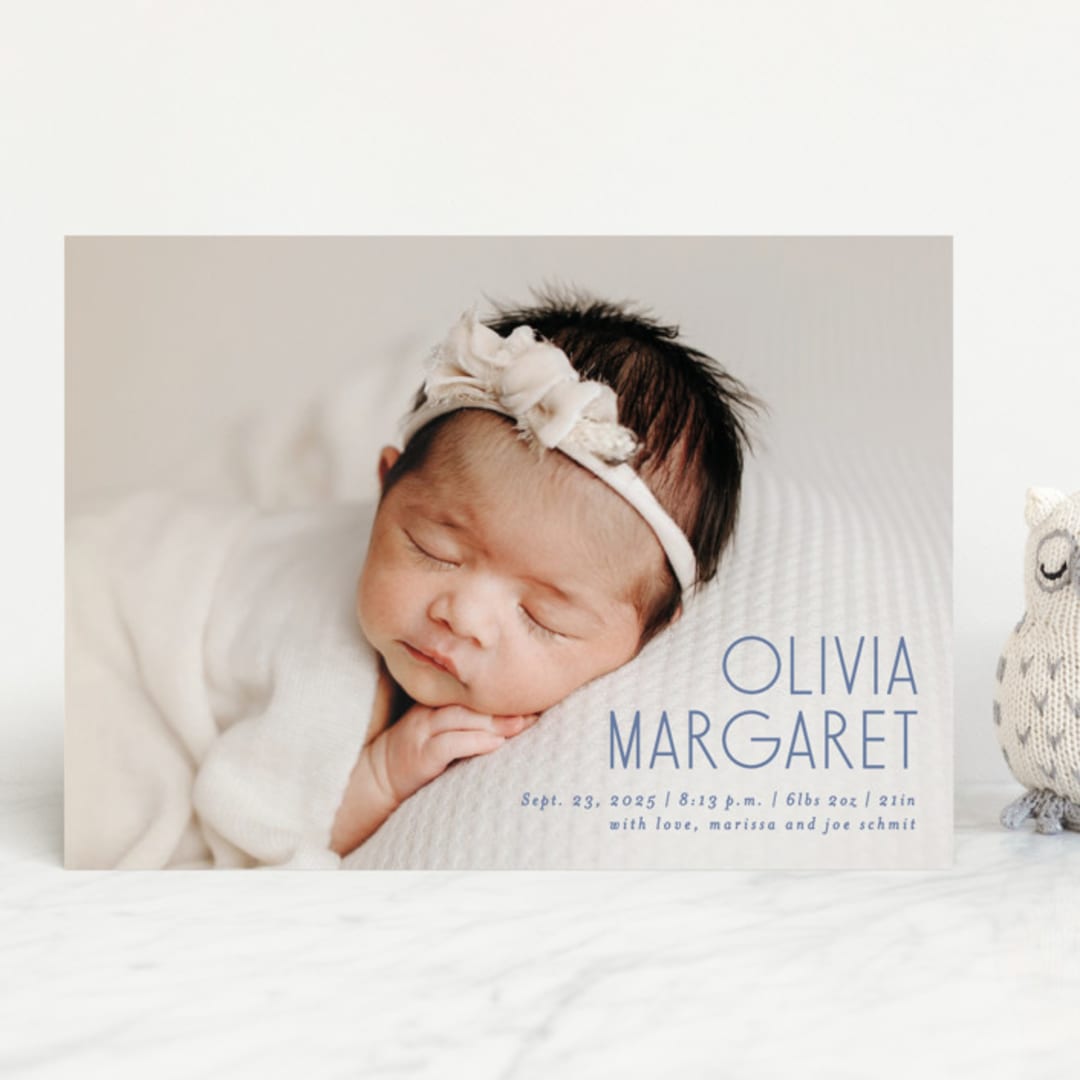 "Sweetly modern" - Birth Announcements in Denim by Lisa Assenmacher - Front