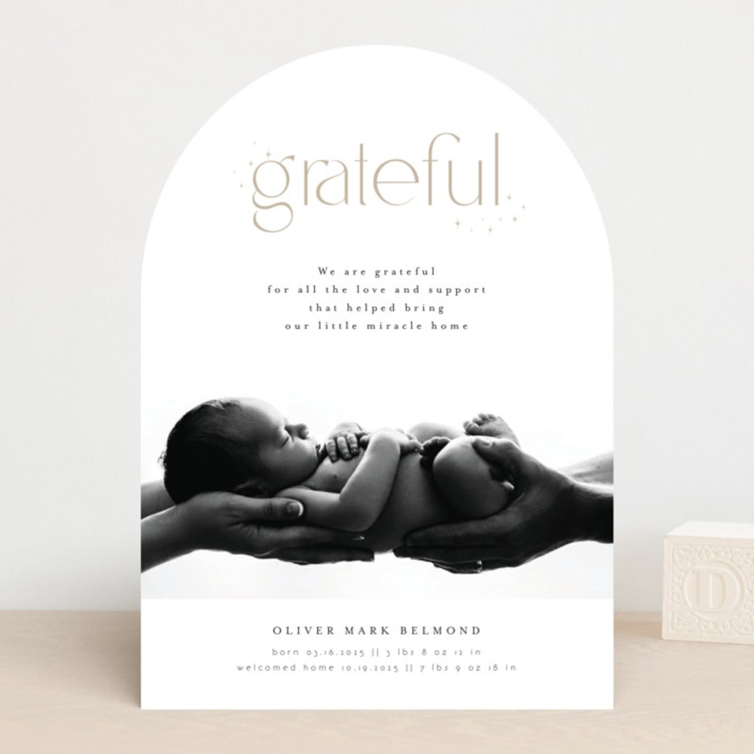 "Grateful" - Birth Announcements in Stars by Orasie - Front
