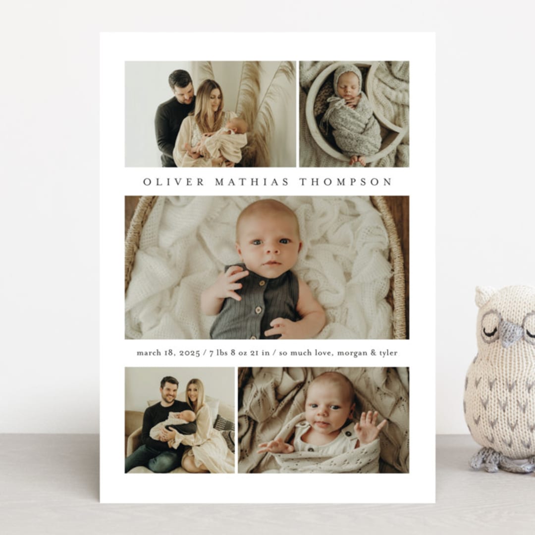 "Too Cute" - Birth Announcements in Cloud by Heather Schertzer - Front