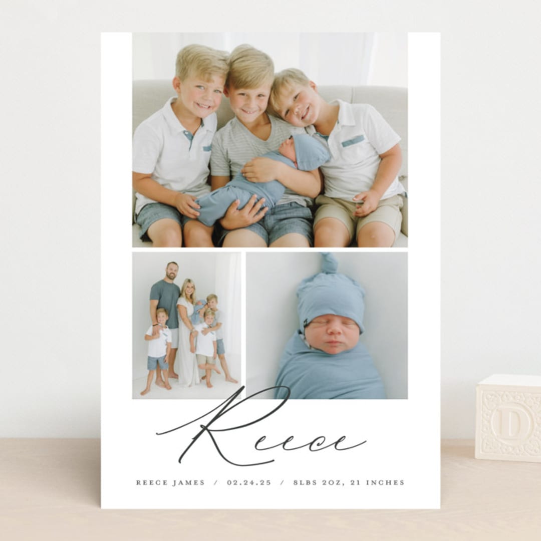 "Script Look" - Birth Announcements in Ink by Carolyn MacLaren - Front