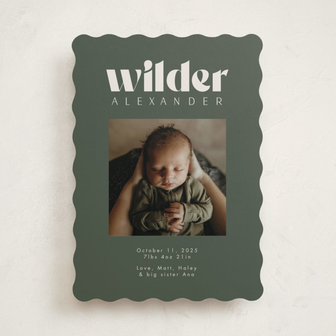 "Big Type" - Birth Announcements in Forest by Kristen Knechtel - Front