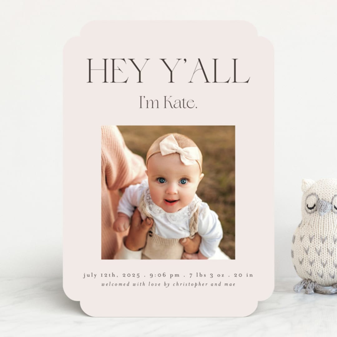 "Southern Babe" - Birth Announcements in Sand by Morgan Kendall - Front