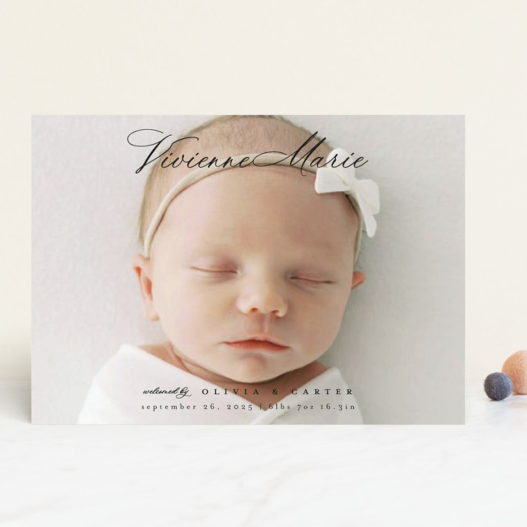 "Enchanted Love" - Birth Announcements in Noir by Ashlee Townsend - Front